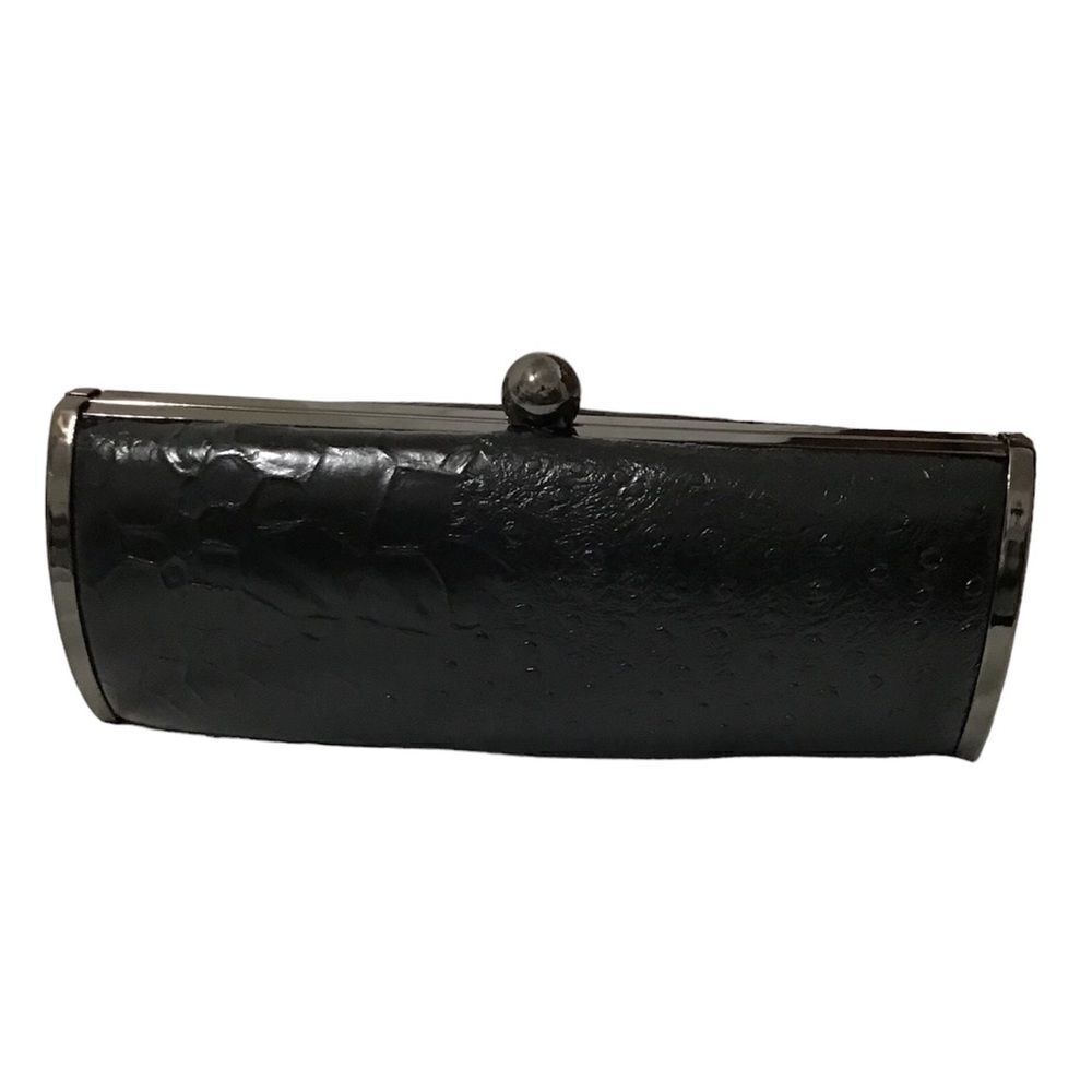 Jessica McClintock Black Croc Print Clutch